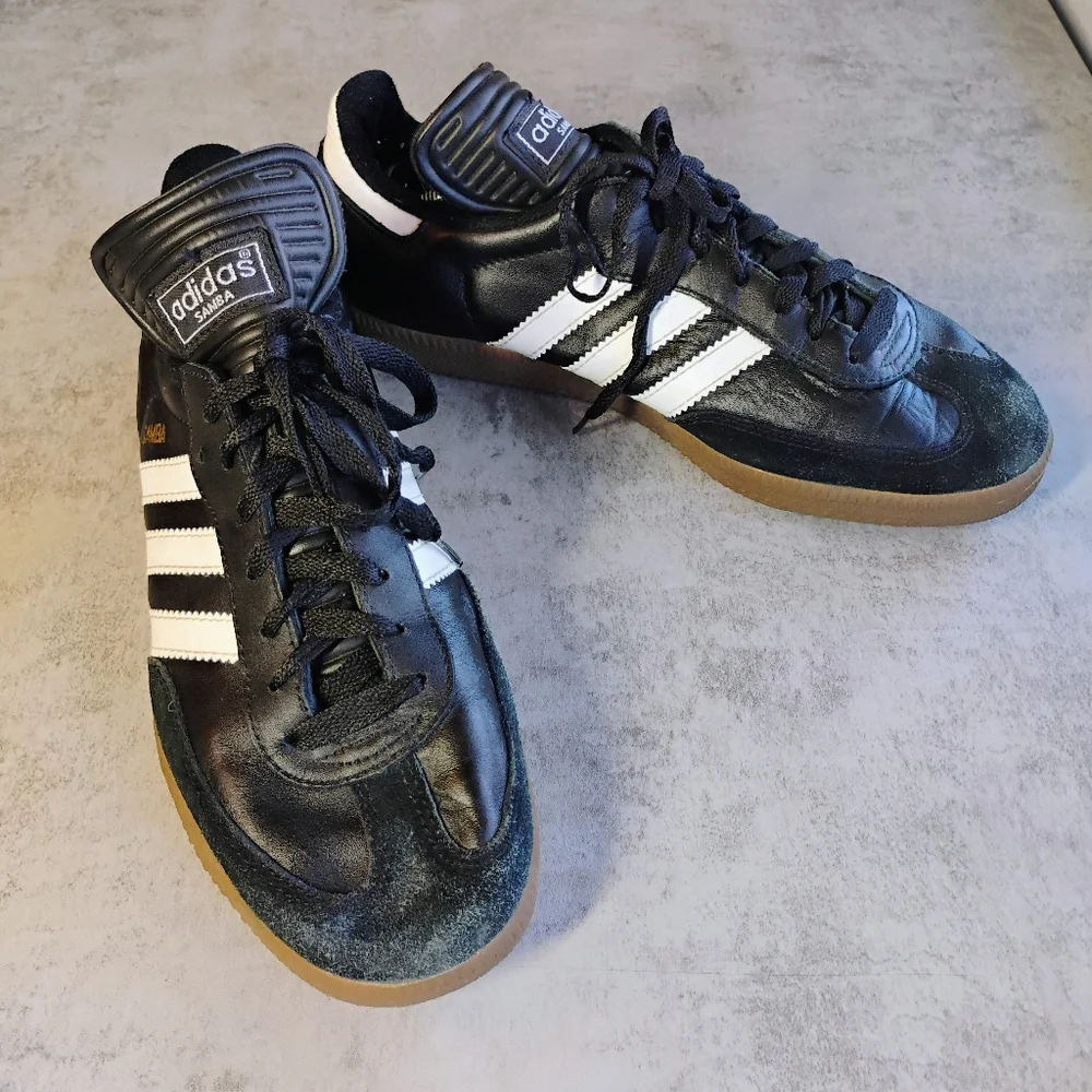 Adidas Samba OG Sneaker Black White Gum Bottom Mens 8.5 Suede Leather Classic‎